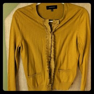 Mustard color sweater with cute ruffle detail